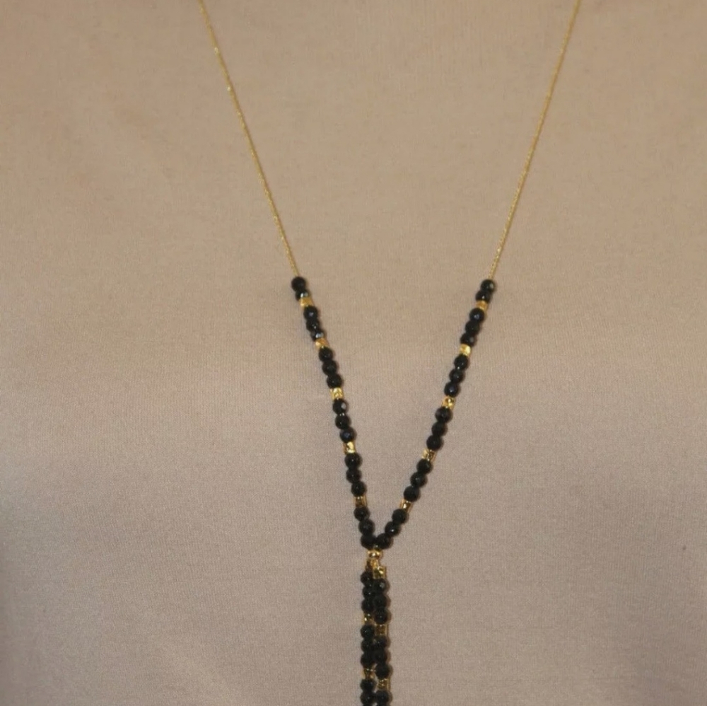 Gorjana Power Gemstone Y-Necklace Onyx